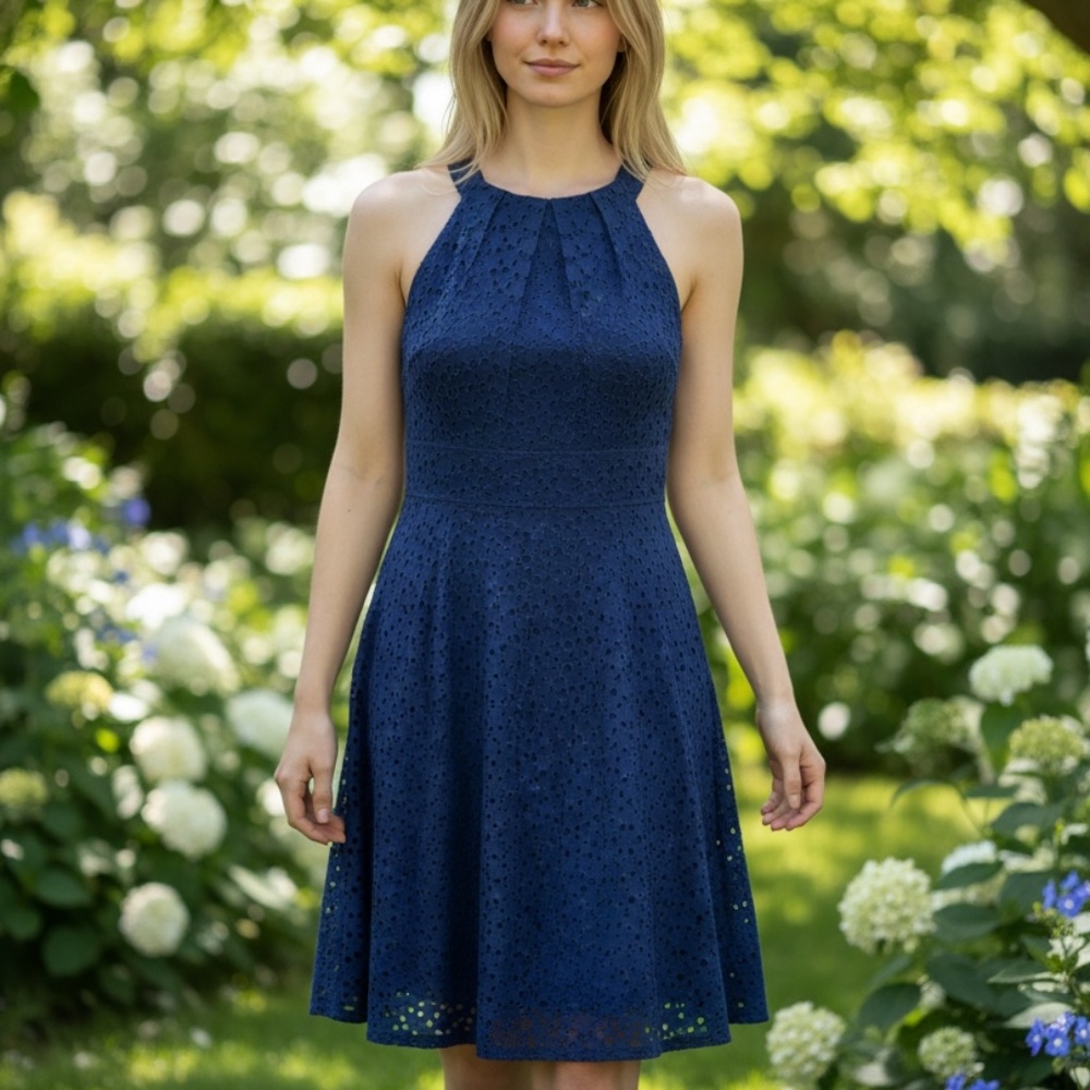Cotton eyelet dress London times petites sleeveless fit 6P